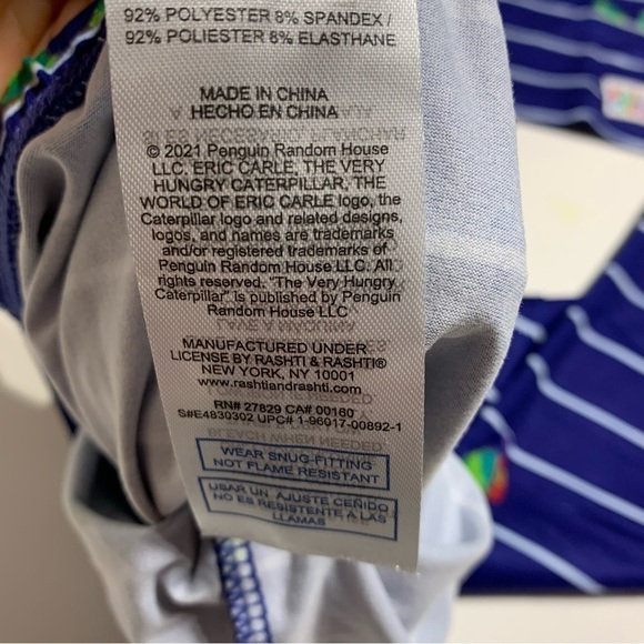 ERIC Carle Very Hungry Caterpillar toddler Navy Pajamas - Picture 3 of 3